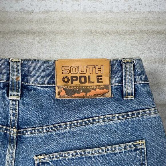 Vintage Y2K South Pole Skater Jeans 34x32 Baggy Wide Leg Medium Wash Denim - Picture 3 of 8